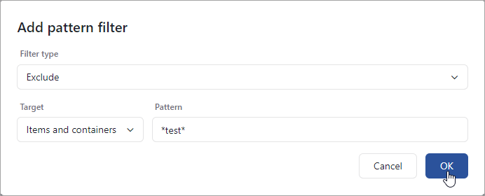 Add Pattern Filter Modal
